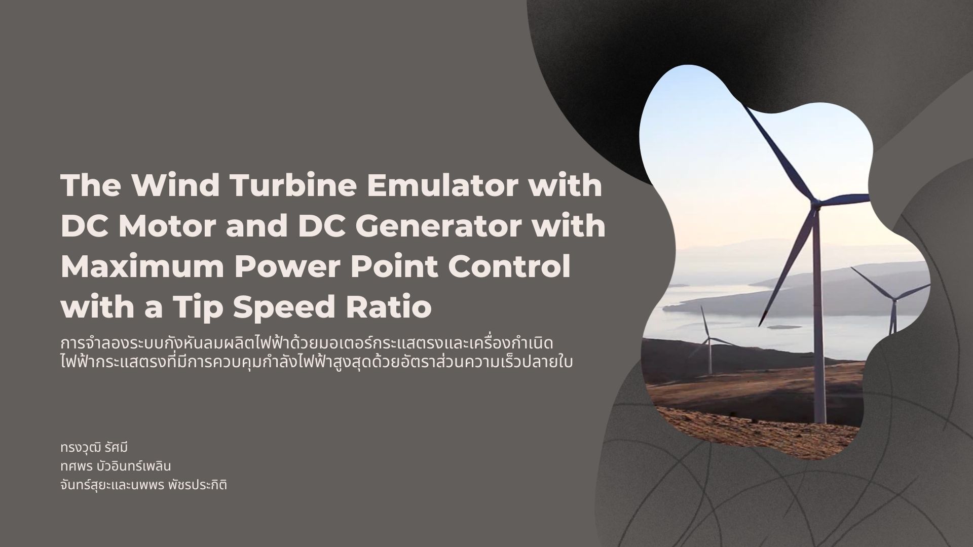 The Wind Turbine Emulator with DC Motor and DC Generator with Maximum Power Point Control with a Tip Speed Ratio